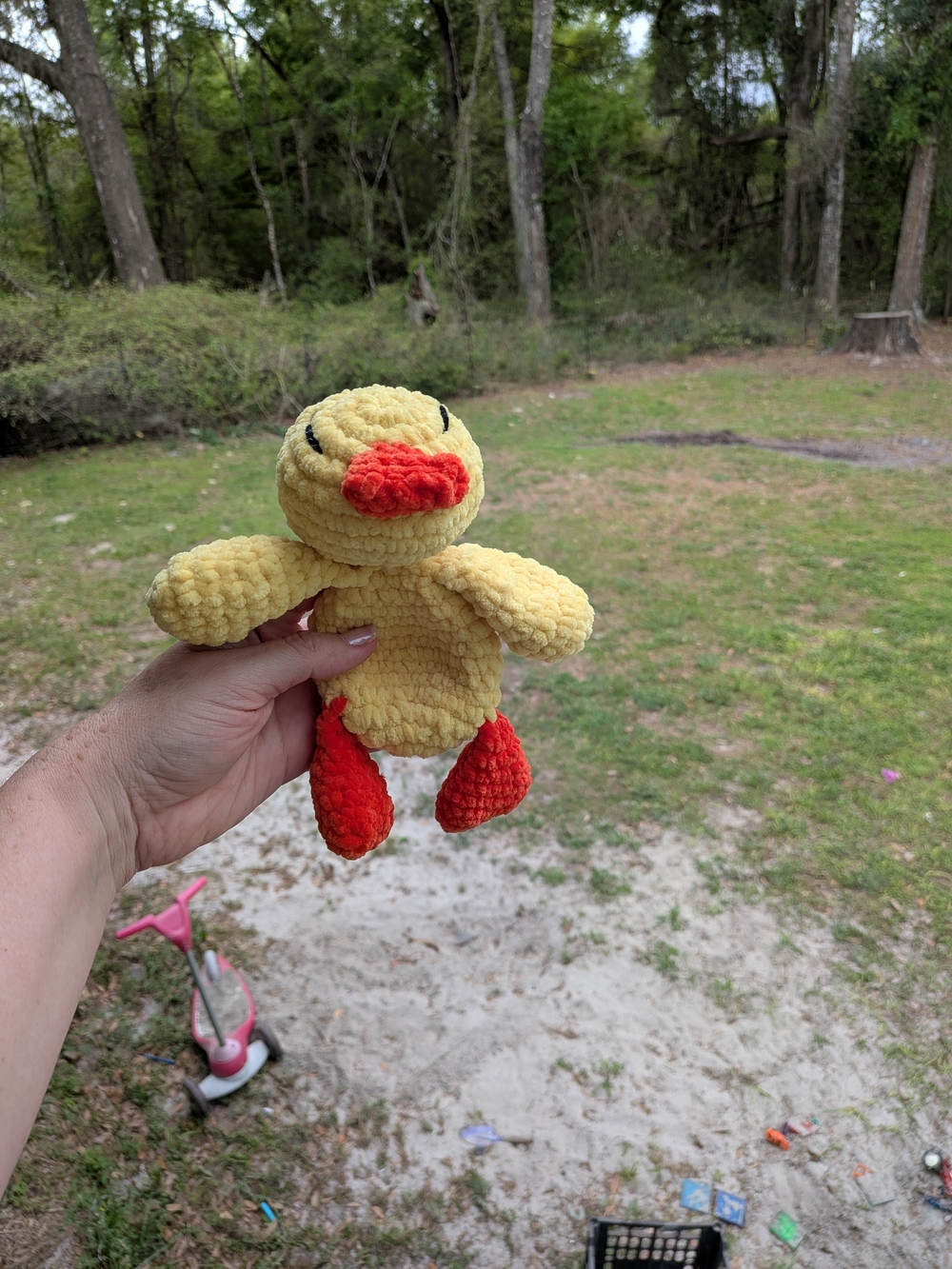 Handmade Crochet Yellow & Orange Plush Duck Snuggler